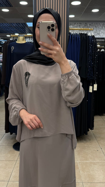 MUSAB 8621 ELBİSE — Bej [stokoz:s0ypnhwMISY6CNyMQFpY%3ABej%3A1%3A1ff2gq3]