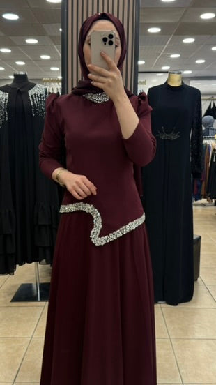 TANE 7091 KREP TAŞ ŞİFON ABİYE — Bordo [stokoz:f0GAqZZTZgNGtjSaQbYe%3ABordo%3A1%3Ak6wt3z]