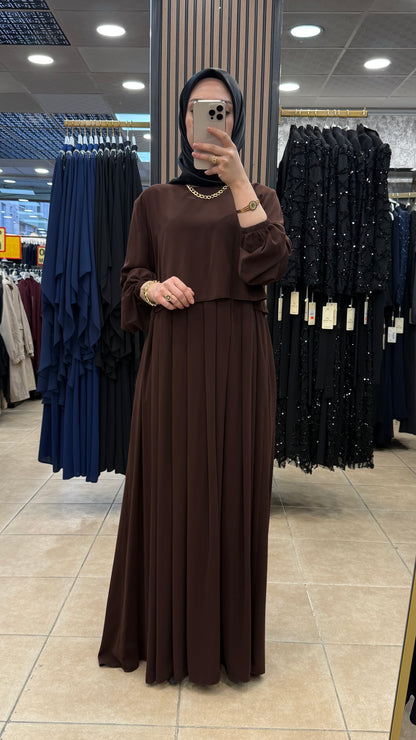 MUSAB 8610 ELBİSE — Kahverengi